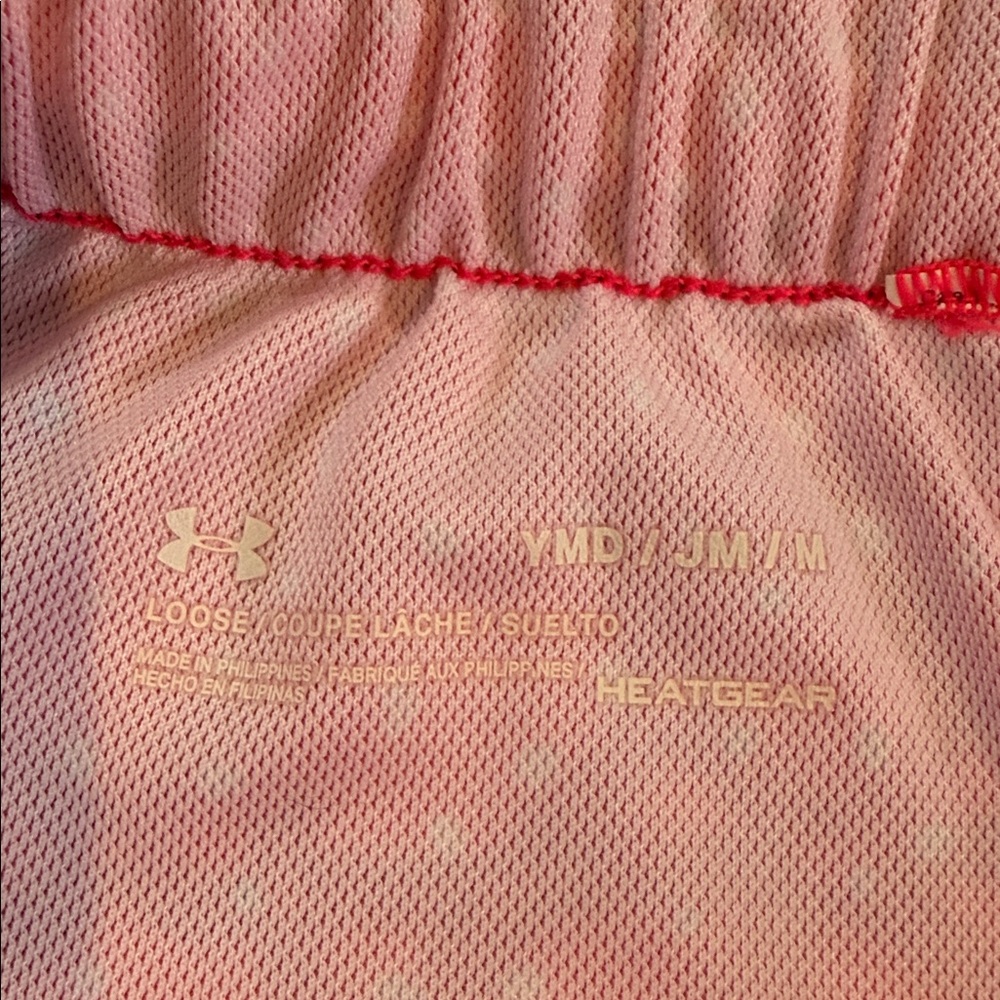 Under Armour Youth Athletic Shorts in Pink with White Dots - Picture 5 of 7